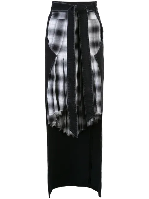 UNRAVEL PROJECT reconstructed denim belted skirt Black UWCC041E193180011001
