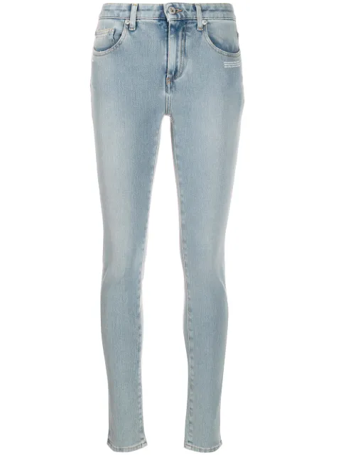 Off-White embroidered details skinny jeans Blue OWYA003F19C700647101