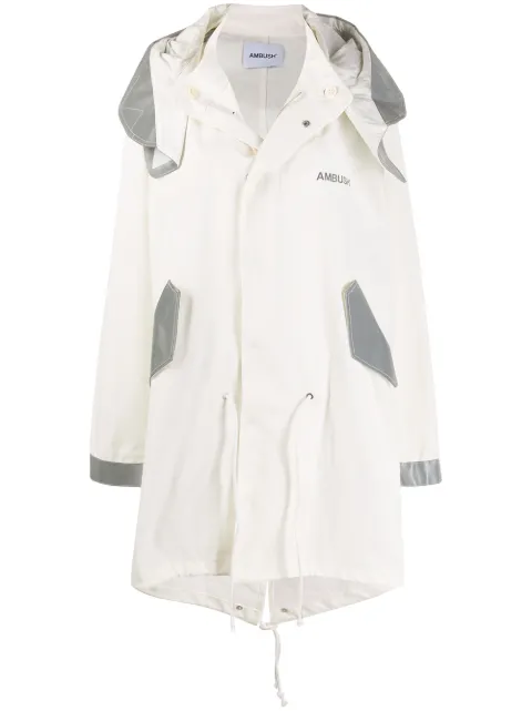 AMBUSH oversized hooded coat White 12111792
