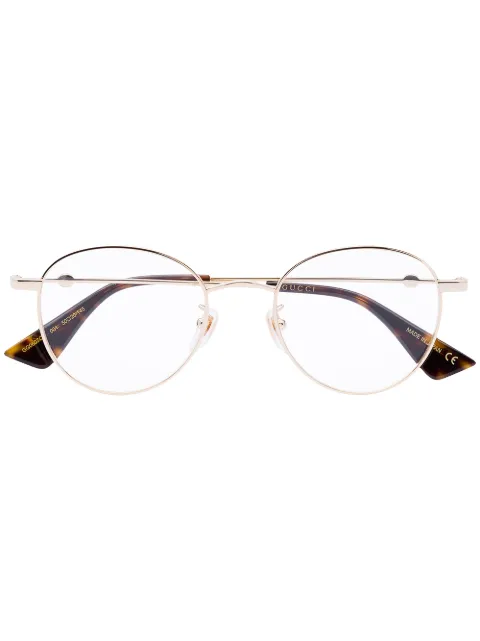 Gucci Eyewear bee detail round-frame glasses Gold GG0607OK