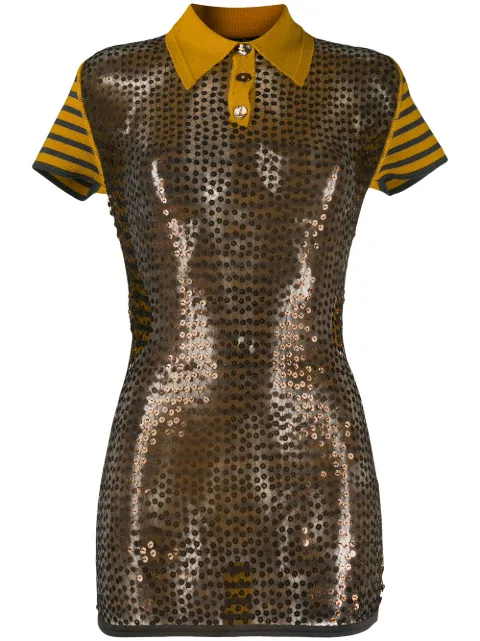 Jean Paul Gaultier Pre-Owned 1990 sequin polo shirt Brown JPGV041B