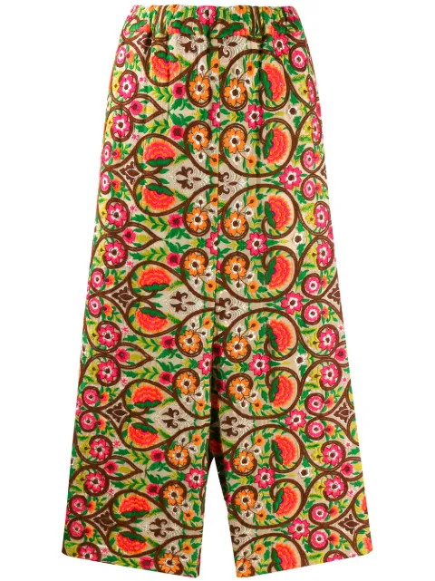 Comme Des Garçons Pre-Owned 2000s floral embroidered trousers Brown CDG1176