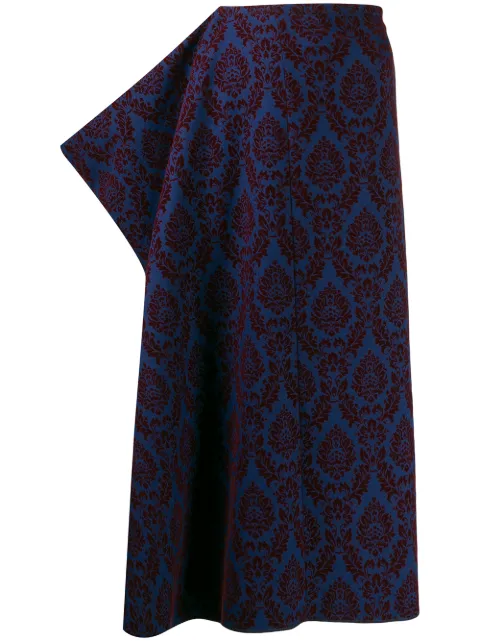 Comme Des Garçons Pre-Owned 1996 brocade midi skirt Blue CDG1175