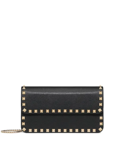 Valentino Garavani Rockstud leather clutch bag Black WP0S61VSH