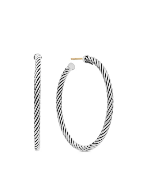 David Yurman sterling silver Cable hoop earrings Silver E14508SS
