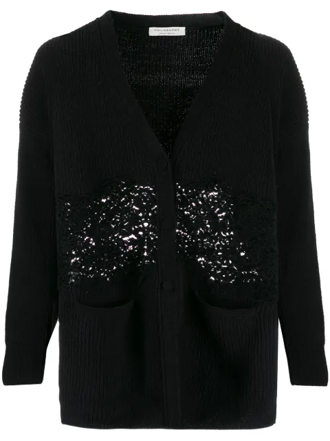 Philosophy Di Lorenzo Serafini lace panel cardigan Black A09275702