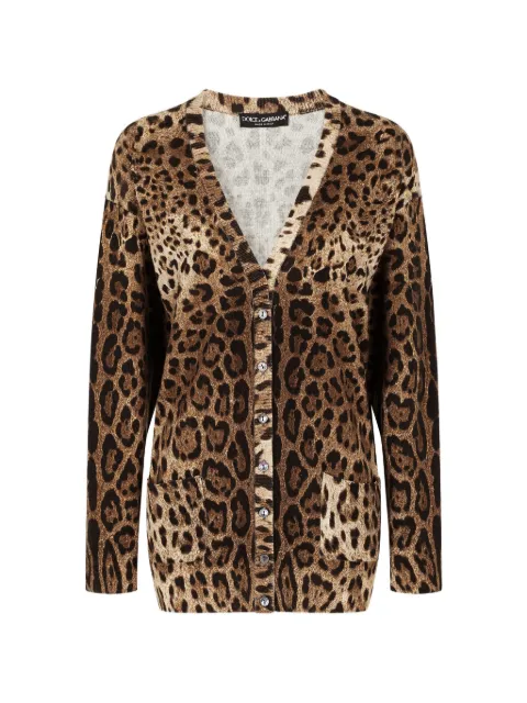 Dolce & Gabbana leopard-print cashmere cardigan Brown FX478TJAHGB