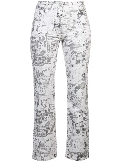 Off-White cartoon-printed straight jeans White OWYA004F19D080510199