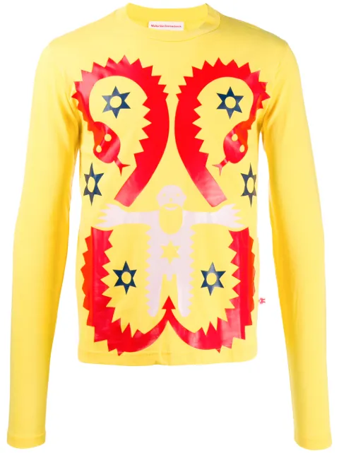 Walter Van Beirendonck Pre-Owned 2009 snake printed long-sleeved T-shirt Yellow WLT239