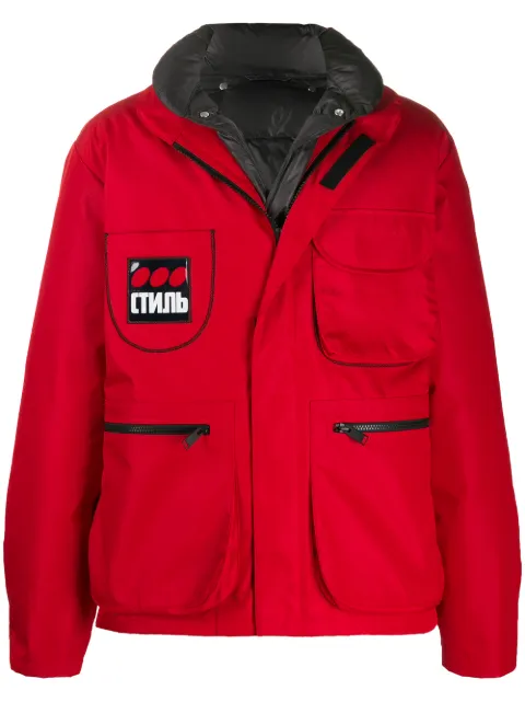 Heron Preston logo pocket padded jacket Red HMEA031F198580042188