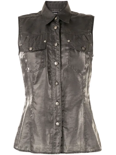 Versace Pre-Owned metallic sleeveless shirt Metallic 537103