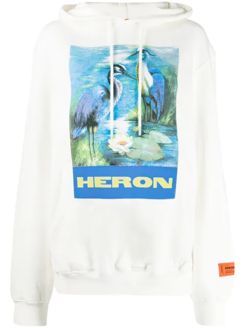 Heron Preston logo print hoodie White HWBB001E198080220288