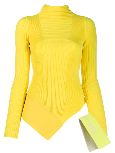 Off-White asymmetric knitted top Yellow OWHF005F19B700506000