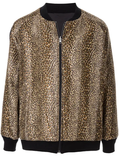 Needles leopard-print velour bomber jacket Black FK099B