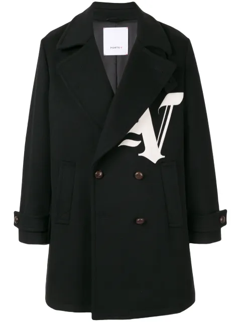 Ports V double buttoned logo coat Black VN9CDB15HWF043