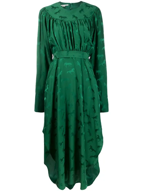 Stella McCartney horses jacquard midi dress Green 585915SNA57