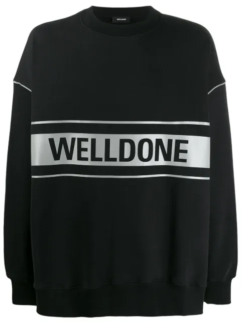 We11done 'Well Done' print hoodie Black WDSS519048BK