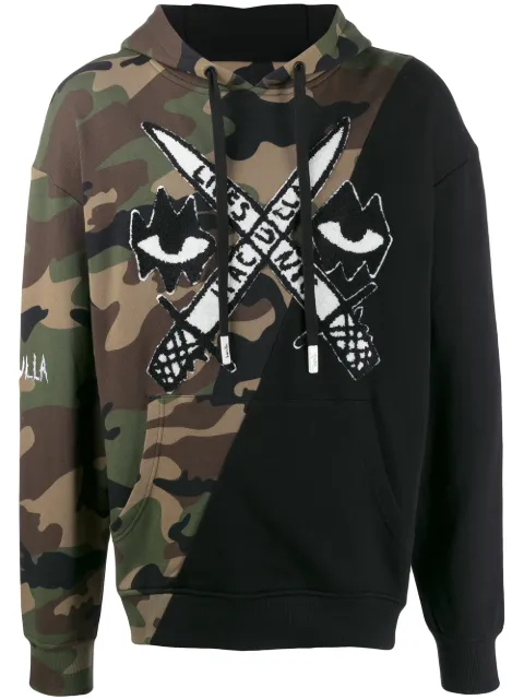 Haculla printed cotton hoodie Black HA08AIKH36
