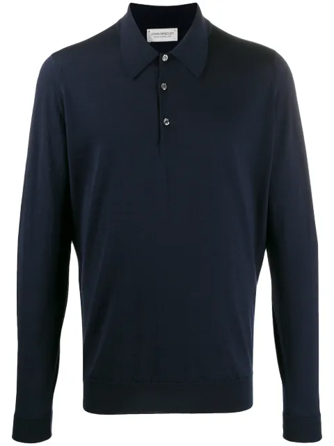 John Smedley knitted polo shirt Blue DORSETMIDNIGHT
