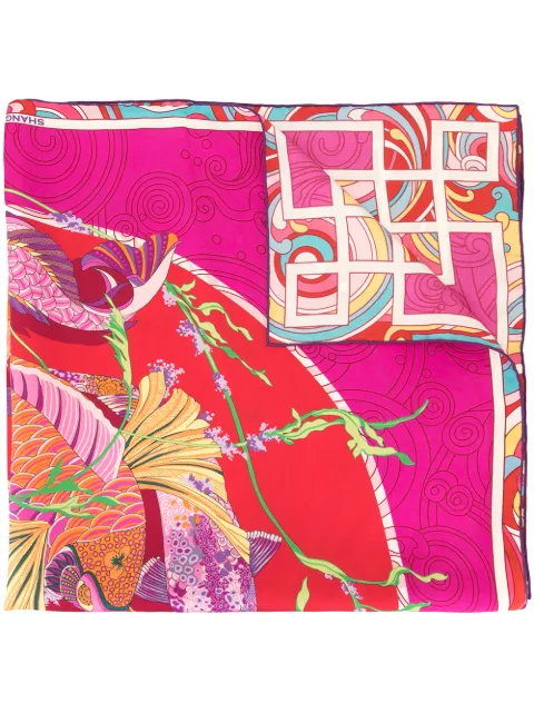 Shanghai Tang Pacific print foulard Pink S19WAF0094SSSDBR