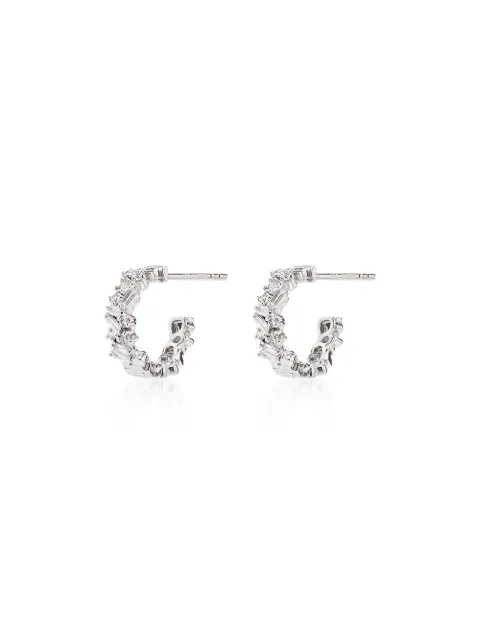 Suzanne Kalan 18kt white gold Classic Icon mini diamond hoop earrings Gold BAE301WG