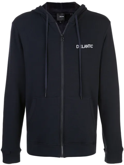 Delantic East Atlanta velour-lined zip hoodie Blue DELA010