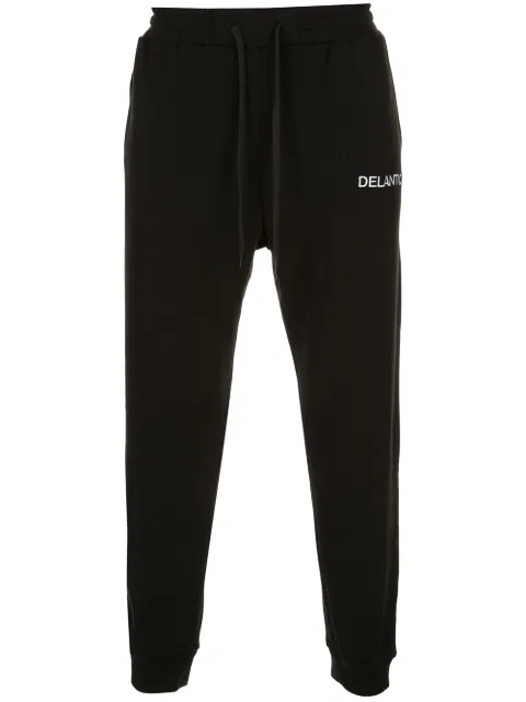 Delantic logo verlour-lined "Black Burrr Sweatpants" trackpants Black DELA004