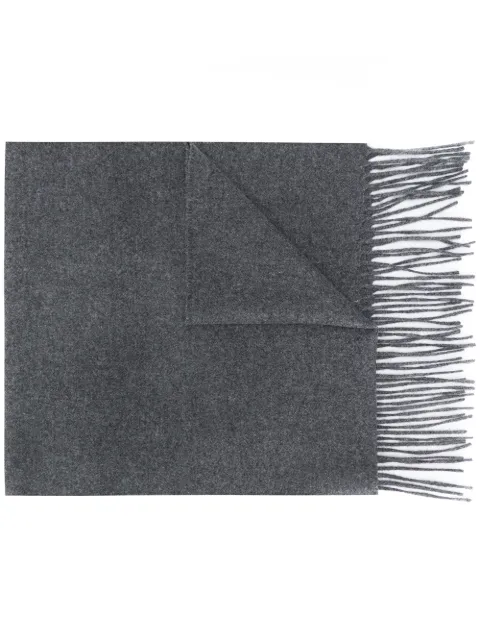 Moschino logo-embroidered fringed scarf Grey 50092M5165