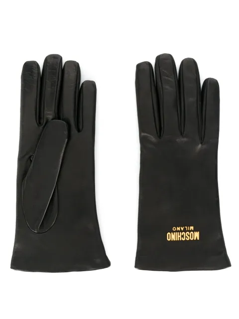 Moschino logo plaque gloves Black 65145M1888