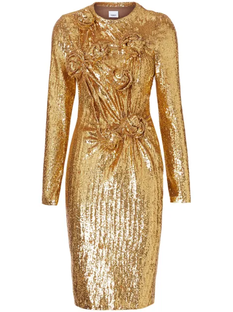 Burberry Hand-gathered Detail Sequinned Dress Gold 4562597