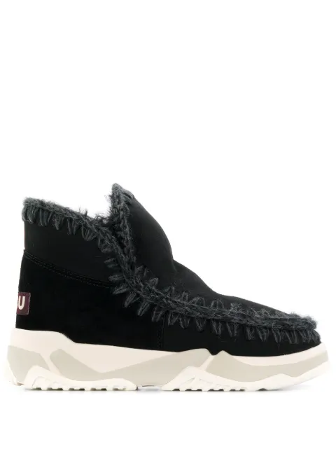 Mou crochet stitch-trim boot sneakers Black FW201000A