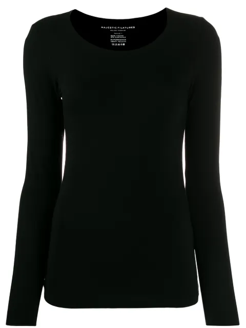 Majestic Filatures fitted long sleeve top Black M001FTS002