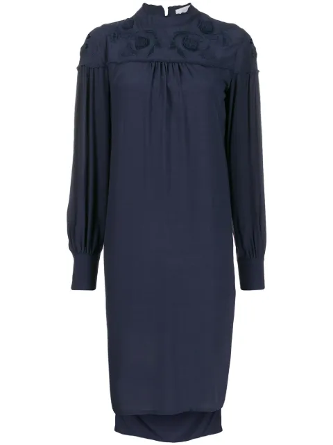 See by Chloé floral embroidered shift dress Blue CHS19ARO20038