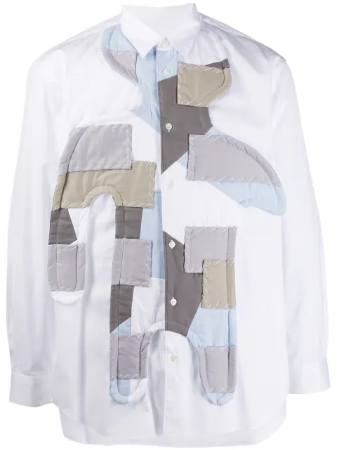 Comme Des Garçons Shirt long-sleeved patchwork shirt White W27032