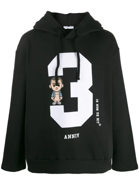Ih Nom Uh Nit cartoon print hoodie Black NUW19226009