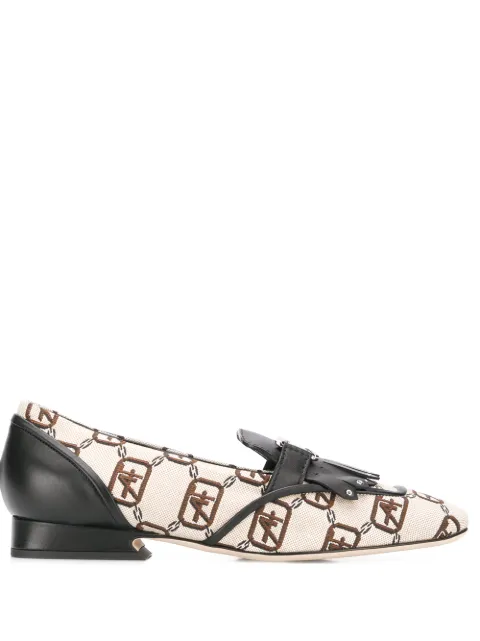Alberta Ferretti logo print loafers Neutrals 600282031009