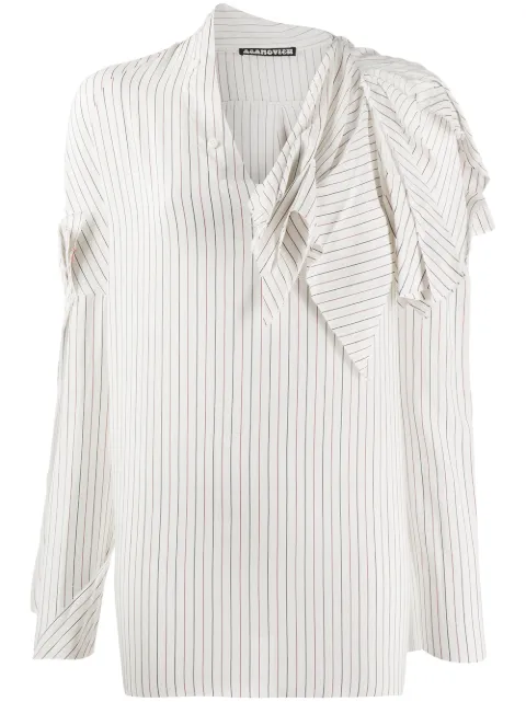 Aganovich striped raw edge shirt White CSH10B