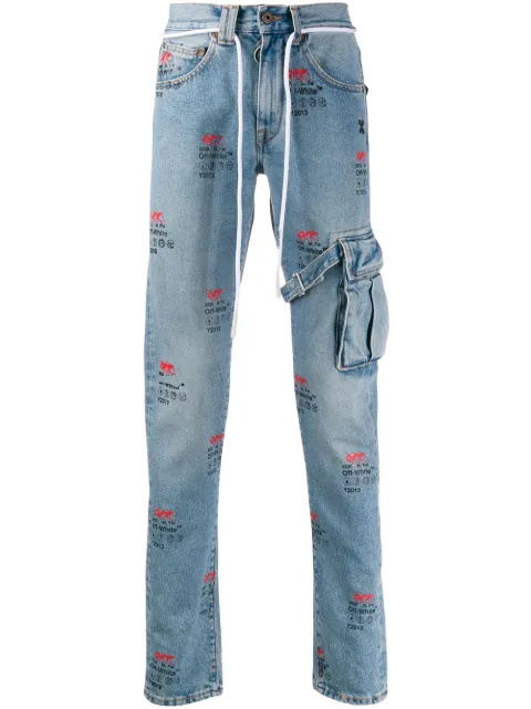 Off-White straight-leg logo-print jeans Blue OMYA038F193860447110