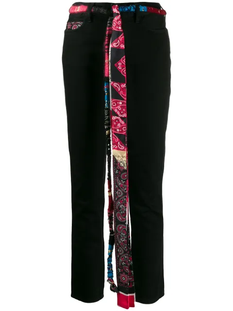 Alanui silk bandana skinny jeans Black LWYA002E19053013W988