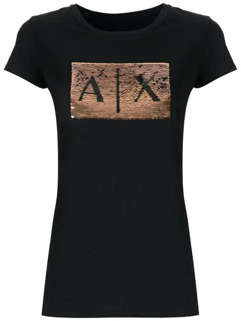 Armani Exchange sequin-embellished crew-neck T-shirt Black 8NYTDLYJ73Z