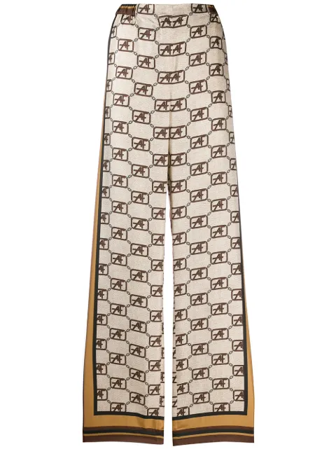Alberta Ferretti logo print palazzo pants Neutrals A03256646
