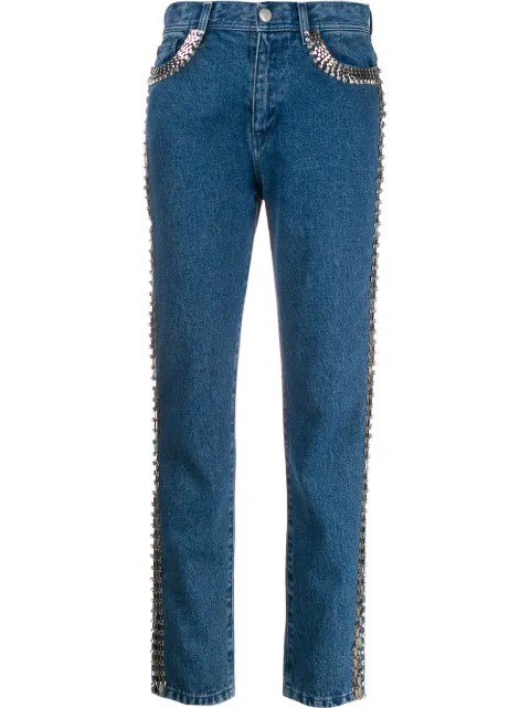 Christopher Kane embellished side-stripe jeans Blue RE20TR523COLUMBUSDENIMBLUE