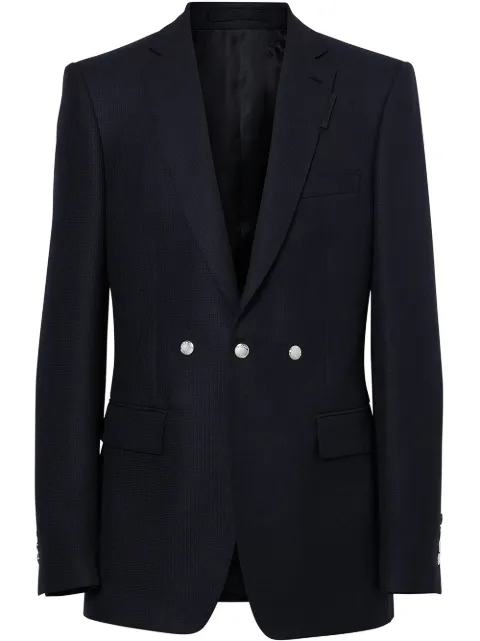 Burberry English Fit Triple Stud Wool Mohair Tailored Jacket Blue 8012482