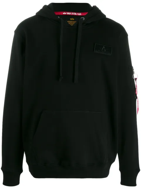 Alpha Industries logo stripe detail hoodie Black 178314