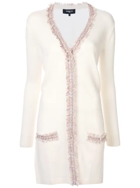 Paule Ka fringed long cardigan White 418CA44