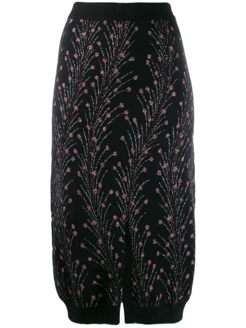 Marco De Vincenzo floral embroidered skirt Black MZT017MDVWO02