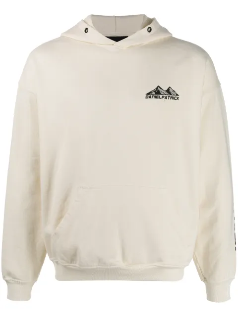 Daniel Patrick logo print hoodie White DP190101315