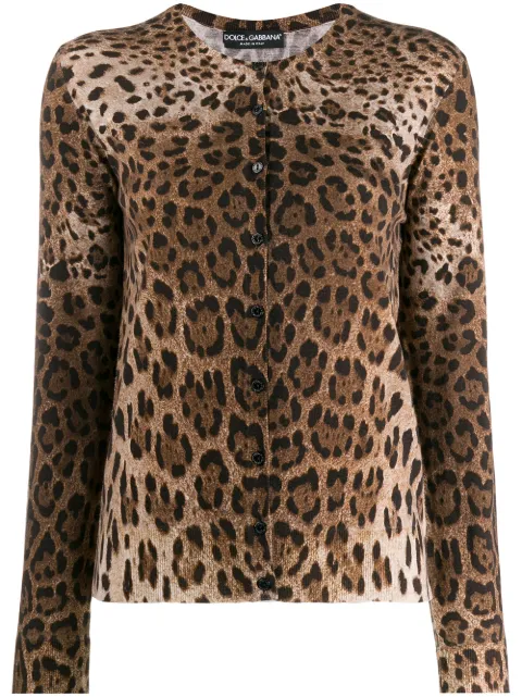 Dolce & Gabbana leopard-print virgin wool cardigan Brown FX451TJAHHD