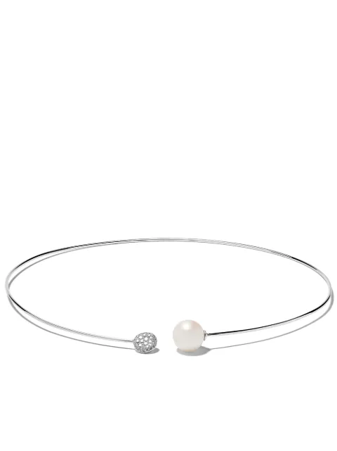 Yoko London 18kt white gold Trend Freshwater pearl and diamond necklace Silver Q1961NLETGHY