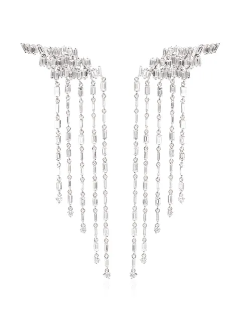 Suzanne Kalan 18kt white gold Fireworks diamond fringe drop earrings Silver BAE525WG